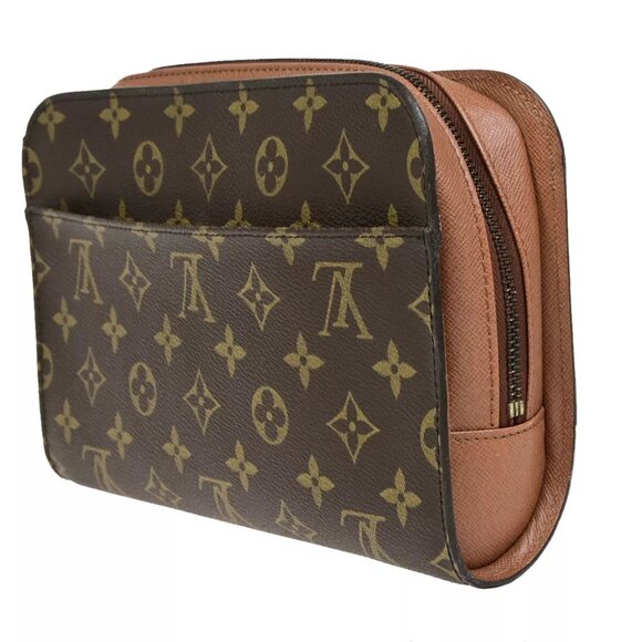 LOUIS VUITTON Orsay Clutch Hand Bag Monogram Leather Brown France - Picture 5 of 8